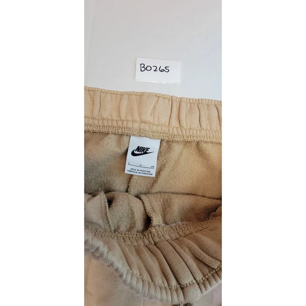 Nike Women's Tan Fleece Cropped Sweatpants Drawstring Waist Casual Comfy‎ Small